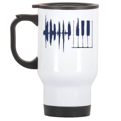 Piano Keys Sound Wave Keyboard Stainless Steel Travel Mug