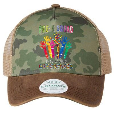 Pre K Squad Embracing Differences Autism SPED Teacher Legacy Tie Dye Trucker Hat