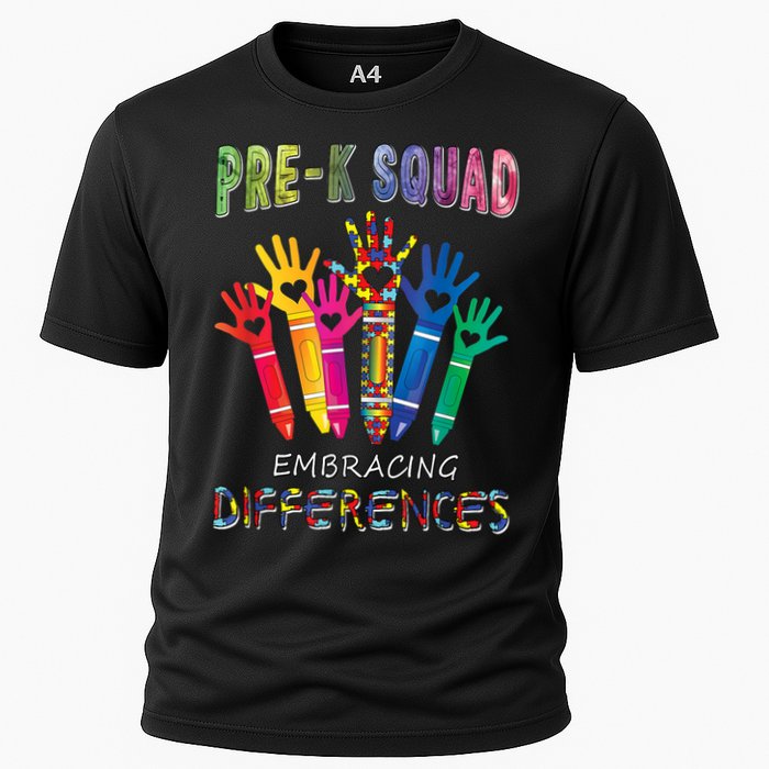 Pre K Squad Embracing Differences Autism SPED Teacher Cooling Performance Crew T-Shirt