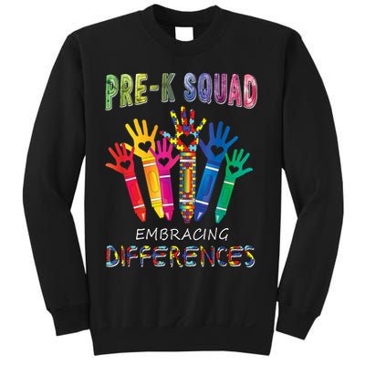 Pre K Squad Embracing Differences Autism SPED Teacher Sweatshirt