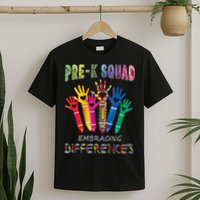 Pre K Squad Embracing Differences Autism SPED Teacher T-Shirt