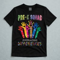 Pre K Squad Embracing Differences Autism SPED Teacher T-Shirt