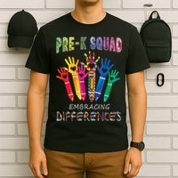 Pre K Squad Embracing Differences Autism SPED Teacher T-Shirt