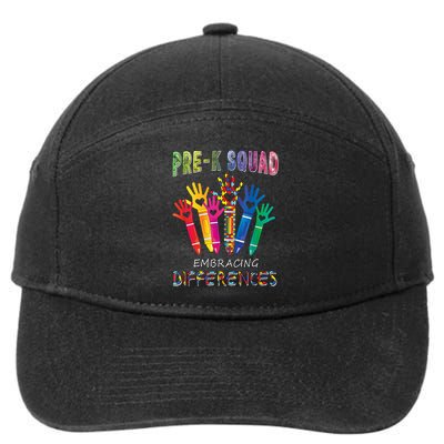 Pre K Squad Embracing Differences Autism SPED Teacher 7-Panel Snapback Hat