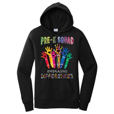 Pre K Squad Embracing Differences Autism SPED Teacher Women's Pullover Hoodie