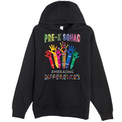 Pre K Squad Embracing Differences Autism SPED Teacher Premium Pullover Hoodie