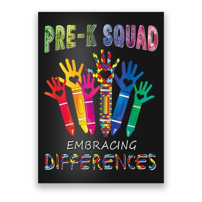 Pre K Squad Embracing Differences Autism SPED Teacher Poster