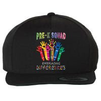 Pre K Squad Embracing Differences Autism SPED Teacher Wool Snapback Cap