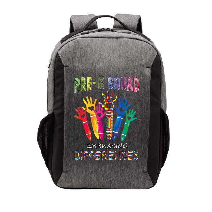 Pre K Squad Embracing Differences Autism SPED Teacher Vector Backpack