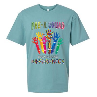 Pre K Squad Embracing Differences Autism SPED Teacher Sueded Cloud Jersey T-Shirt