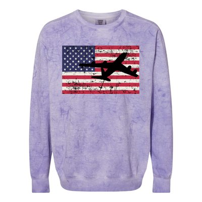 Patriotic Kc135 Stratotanker Jet American Flag Colorblast Crewneck Sweatshirt