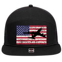 Patriotic Kc135 Stratotanker Jet American Flag 7 Panel Mesh Trucker Snapback Hat