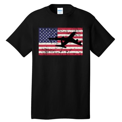 Patriotic Kc135 Stratotanker Jet American Flag Tall T-Shirt