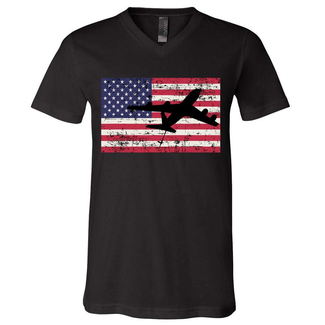 Patriotic Kc135 Stratotanker Jet American Flag V-Neck T-Shirt