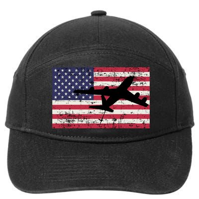 Patriotic Kc135 Stratotanker Jet American Flag 7-Panel Snapback Hat