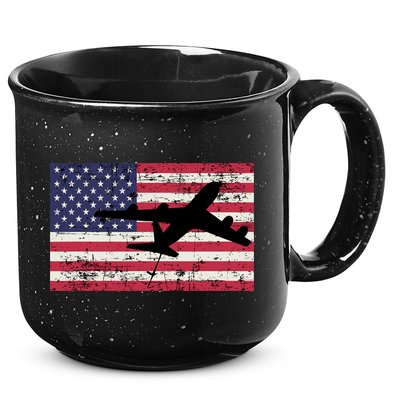 Patriotic Kc135 Stratotanker Jet American Flag 15oz Campfire Ceramic Mug