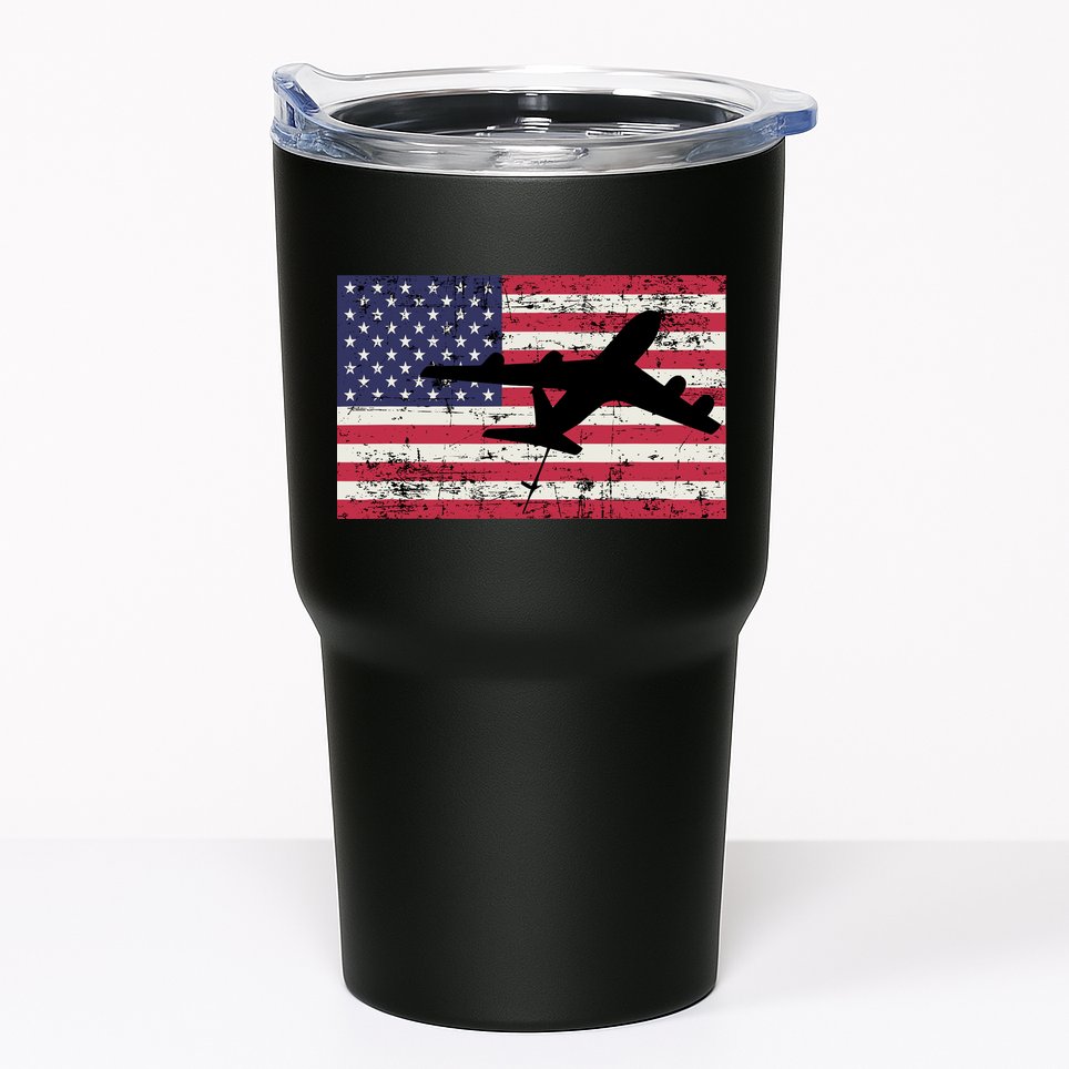 Patriotic Kc135 Stratotanker Jet American Flag Tumbler