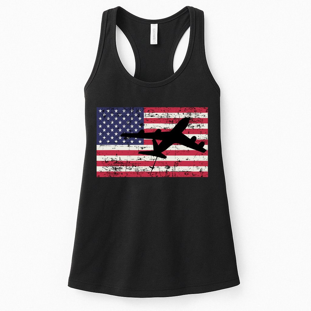 Patriotic Kc135 Stratotanker Jet American Flag Womens Tank Top