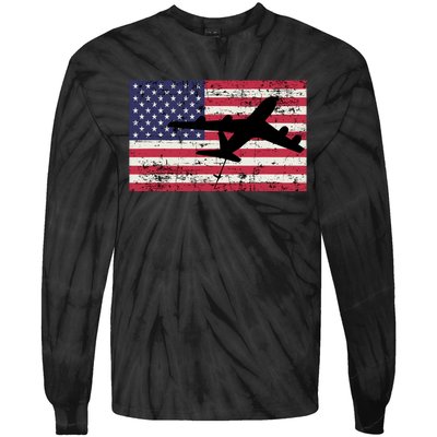 Patriotic Kc135 Stratotanker Jet American Flag Tie-Dye Long Sleeve Shirt