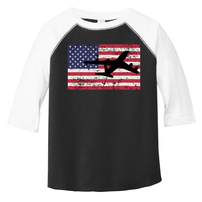 Patriotic Kc135 Stratotanker Jet American Flag Toddler Fine Jersey T-Shirt