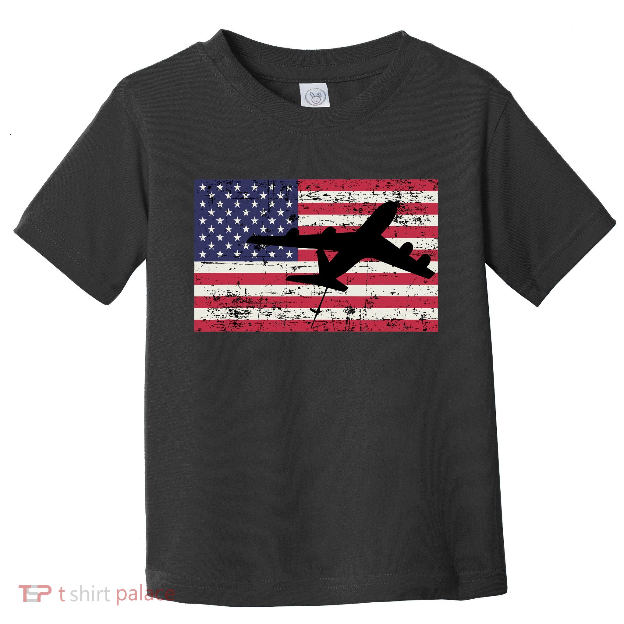 Patriotic Kc135 Stratotanker Jet American Flag Toddler T-Shirt