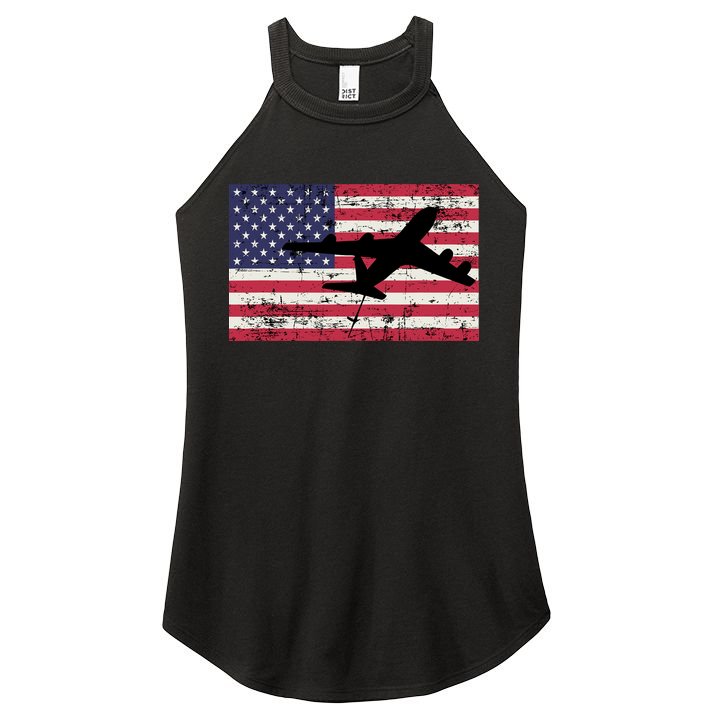 Patriotic Kc135 Stratotanker Jet American Flag Women's Perfect Tri Rocker Tank