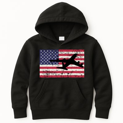 Patriotic Kc135 Stratotanker Jet American Flag Kids Hoodie