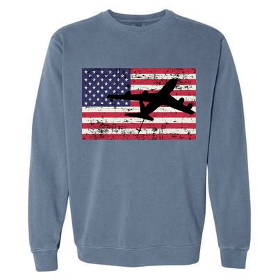 Patriotic Kc135 Stratotanker Jet American Flag Garment-Dyed Sweatshirt
