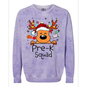 Pre K Squad Reindeer Funny Teacher Christmas Lights Cool Gift Colorblast Crewneck Sweatshirt