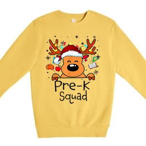 Pre K Squad Reindeer Funny Teacher Christmas Lights Cool Gift Premium Crewneck Sweatshirt