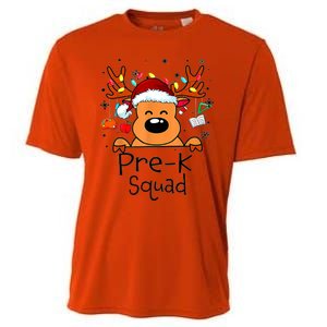 Pre K Squad Reindeer Funny Teacher Christmas Lights Cool Gift Cooling Performance Crew T-Shirt