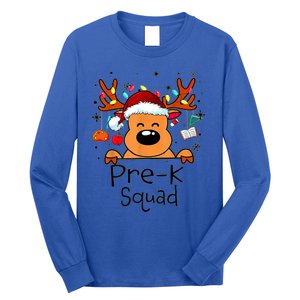 Pre K Squad Reindeer Funny Teacher Christmas Lights Cool Gift Long Sleeve Shirt