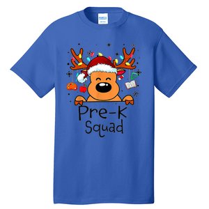 Pre K Squad Reindeer Funny Teacher Christmas Lights Cool Gift Tall T-Shirt