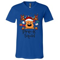 Pre K Squad Reindeer Funny Teacher Christmas Lights Cool Gift V-Neck T-Shirt