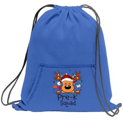 Pre K Squad Reindeer Funny Teacher Christmas Lights Cool Gift Sweatshirt Cinch Pack Bag