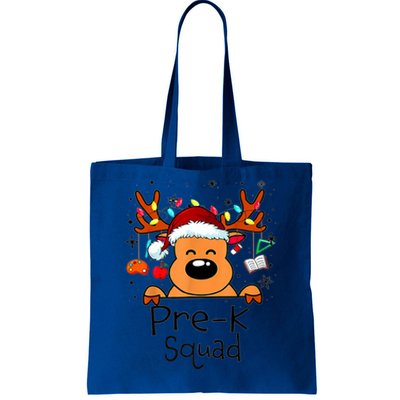 Pre K Squad Reindeer Funny Teacher Christmas Lights Cool Gift Tote Bag