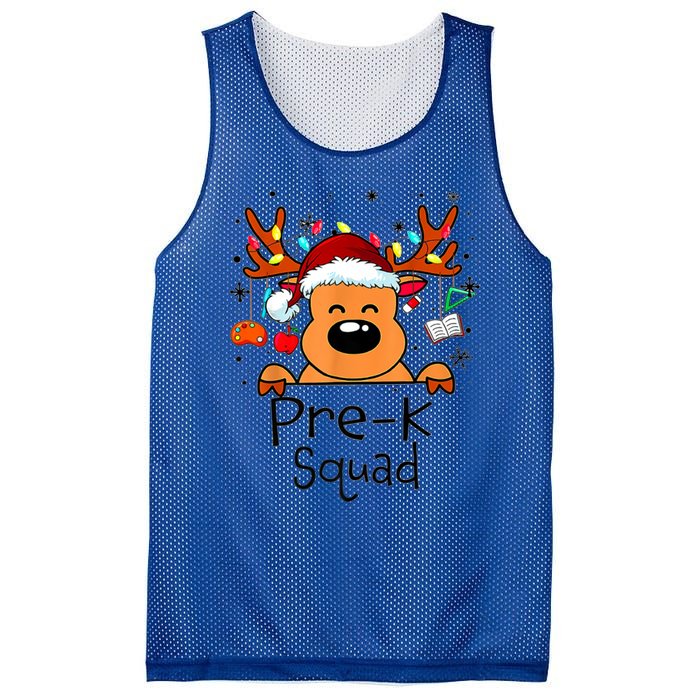 Pre K Squad Reindeer Funny Teacher Christmas Lights Cool Gift Mesh Reversible Basketball Jersey Tank