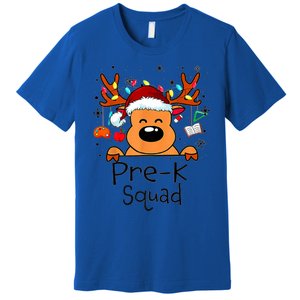 Pre K Squad Reindeer Funny Teacher Christmas Lights Cool Gift Premium T-Shirt