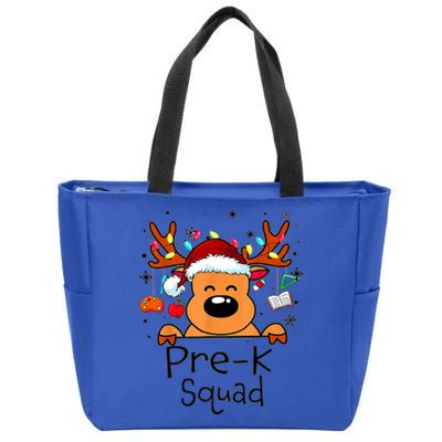 Pre K Squad Reindeer Funny Teacher Christmas Lights Cool Gift Zip Tote Bag