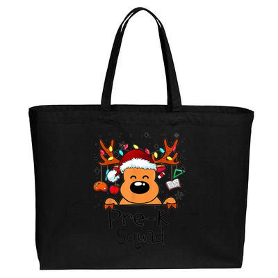 Pre K Squad Reindeer Funny Teacher Christmas Lights Cool Gift Cotton Canvas Jumbo Tote