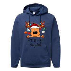 Pre K Squad Reindeer Funny Teacher Christmas Lights Cool Gift Performance Fleece Hoodie