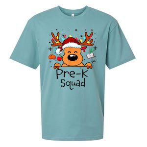 Pre K Squad Reindeer Funny Teacher Christmas Lights Cool Gift Sueded Cloud Jersey T-Shirt