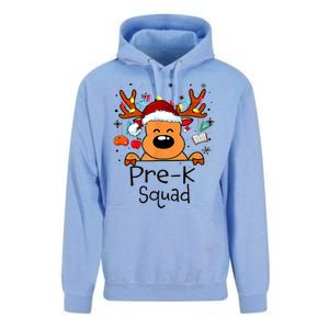 Pre K Squad Reindeer Funny Teacher Christmas Lights Cool Gift Unisex Surf Hoodie