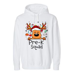 Pre K Squad Reindeer Funny Teacher Christmas Lights Cool Gift Garment-Dyed Fleece Hoodie