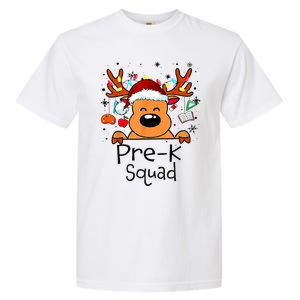 Pre K Squad Reindeer Funny Teacher Christmas Lights Cool Gift Garment-Dyed Heavyweight T-Shirt