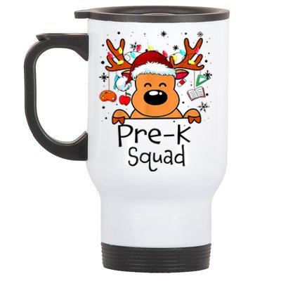 Pre K Squad Reindeer Funny Teacher Christmas Lights Cool Gift Stainless Steel Travel Mug