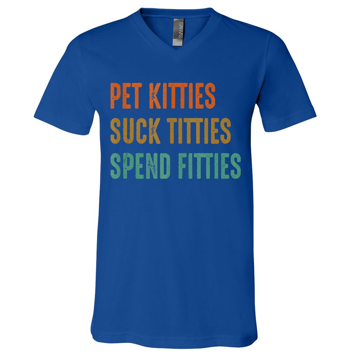 Pet Kitties Suck Titties Spend Fitties V-Neck T-Shirt