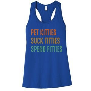 Pet Kitties Suck Titties Spend Fitties Women's Racerback Tank