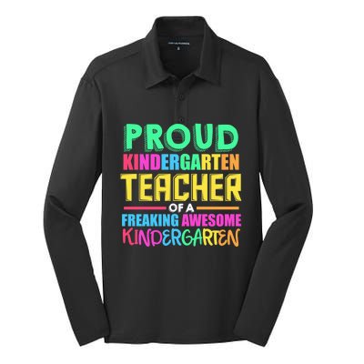 Proud Kindergarten Teacher Kindergarten Gift Silk Touch Performance Long Sleeve Polo