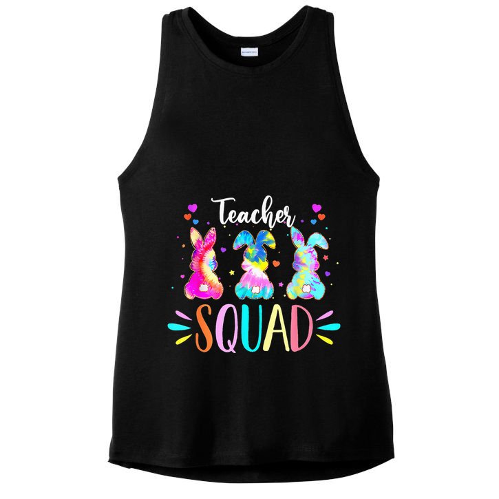 Pre K Teacher Squad Easter Day Tie Dye Cute Bunnies Ladies PosiCharge Tri-Blend Wicking Tank
